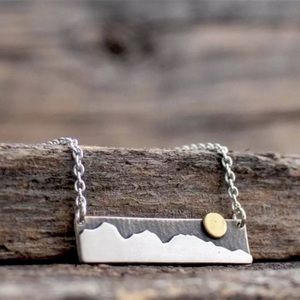 “Over the Hills” Mountain Range Moon Bar Necklace